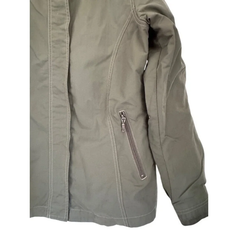Eddie Bauer Vintage Womens Olive Green Hooded Lightweight Utility Jacket - Small